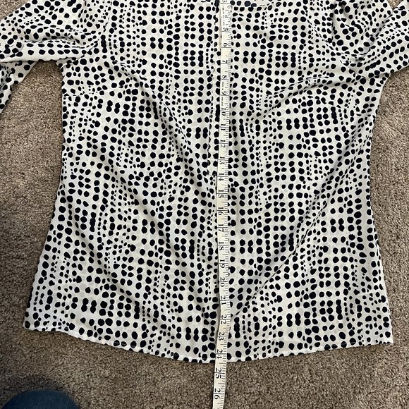MERONA Blouse Sz Medium White with Black Specks Pull On 3/4 Sleeves - Picture 7 of 10
